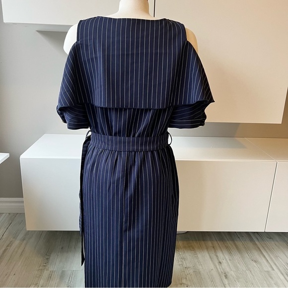 Luna Navy Pinstripe Keyhole Shoulder Dress - Picture 4 of 6